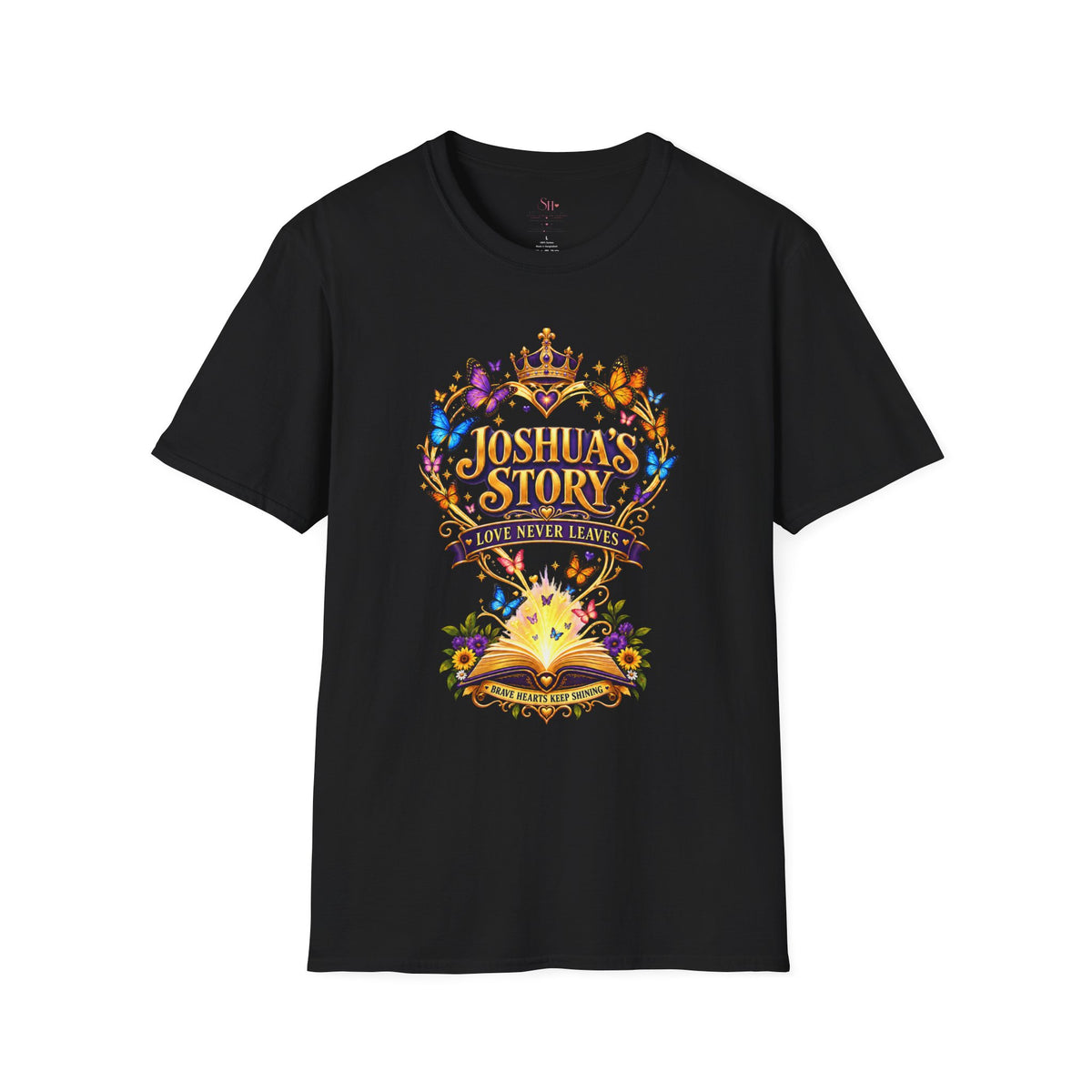 Joshua's Story T‑Shirt — "Love Never Leaves" Inspirational Butterfly Tee