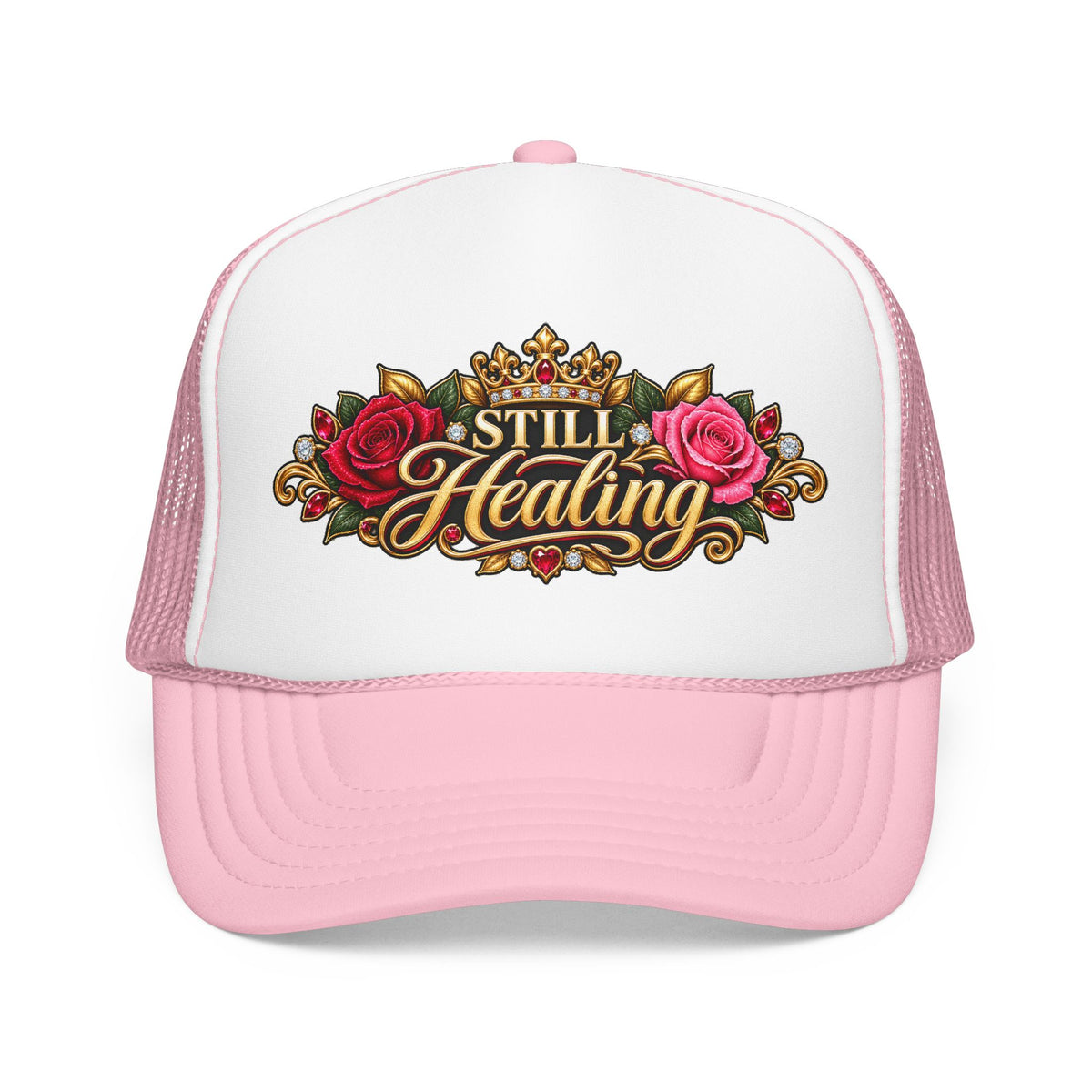 Still Healing Trucker Hat — Floral Crown Recovery Mesh Cap