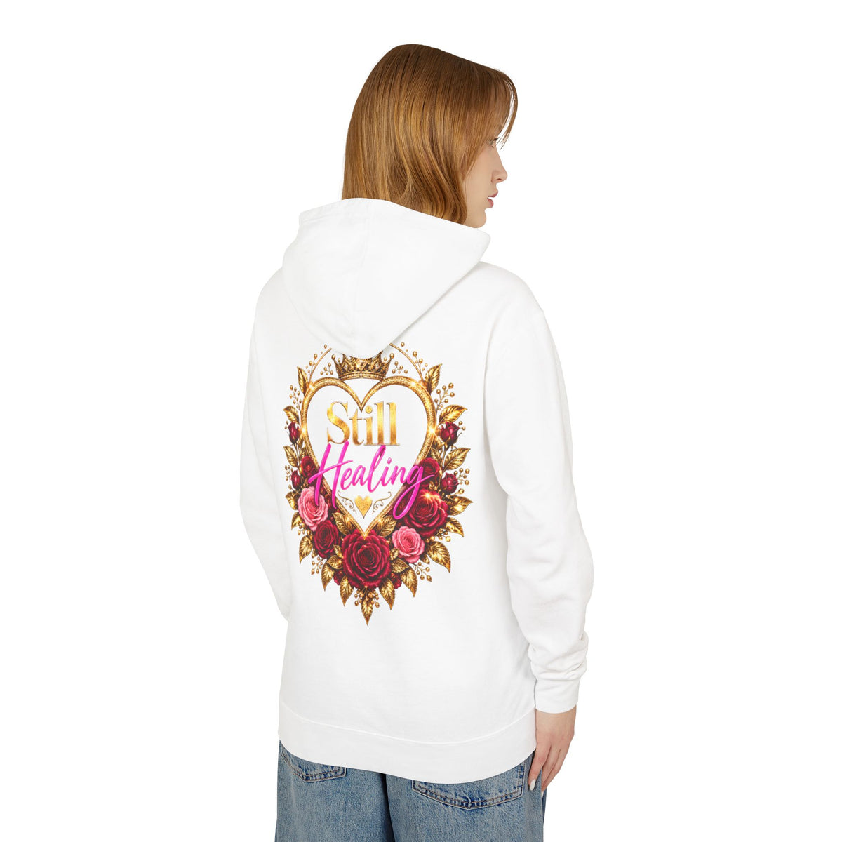 Still Healing Hoodie β Floral Heart Portrait Lightweight Hoodie