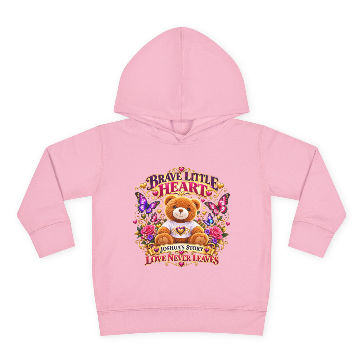 Toddler Hoodie - "Brave Little Heart" Teddy Design (Personalize: Joshua's Story)