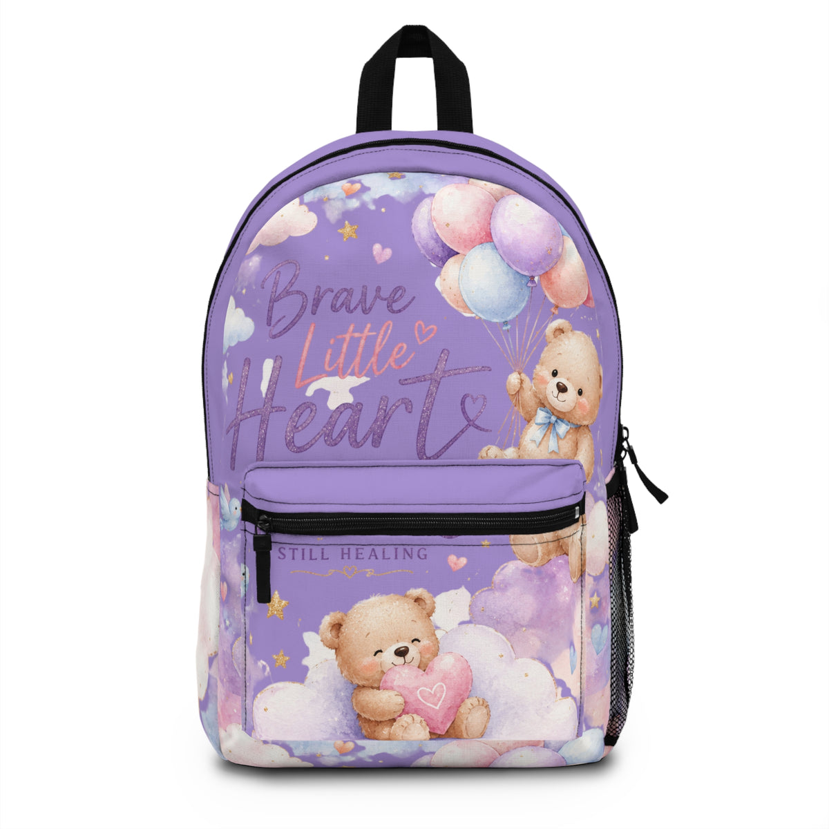 Brave Little Heart Backpack — Cute Teddy Balloon Kids School Bag