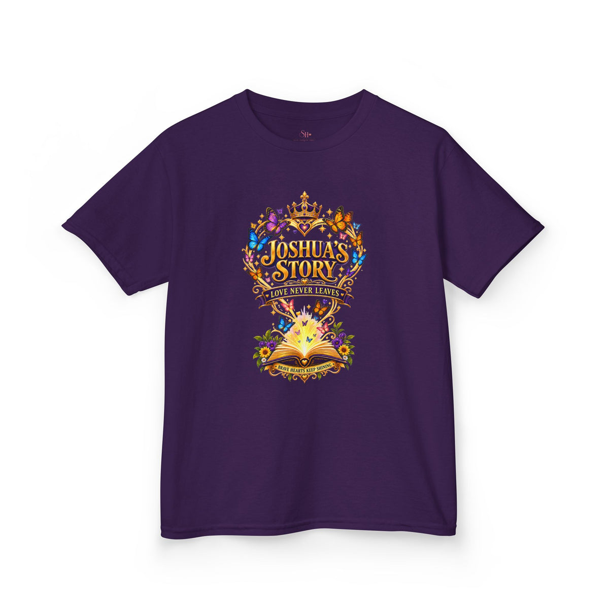 Kids T-Shirt — "Joshua's Story" Magical Book & Crown Design