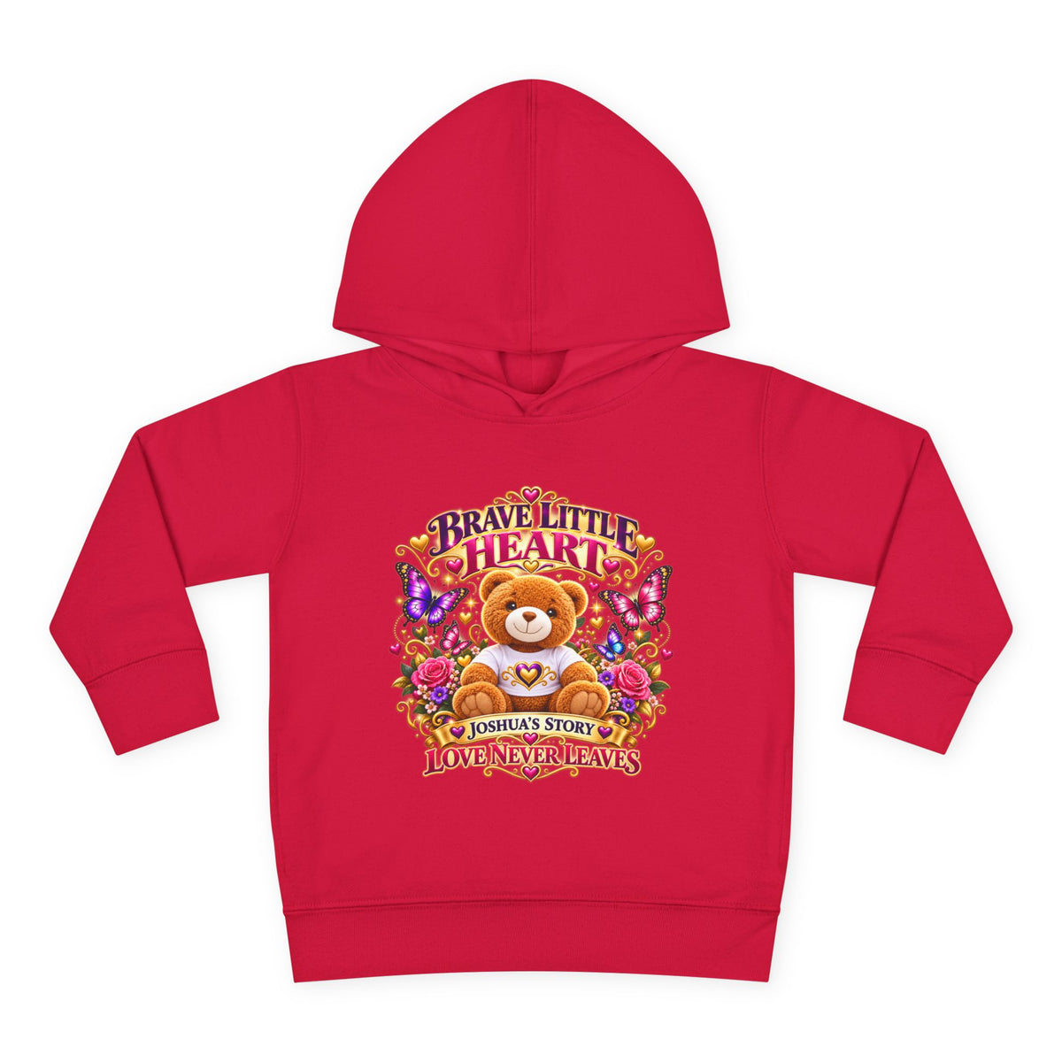 Toddler Hoodie - "Brave Little Heart" Teddy Design (Personalize: Joshua's Story)