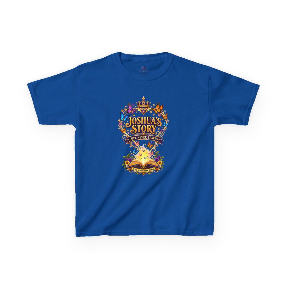 Kids T-Shirt — "Joshua's Story" Magical Book & Crown Design