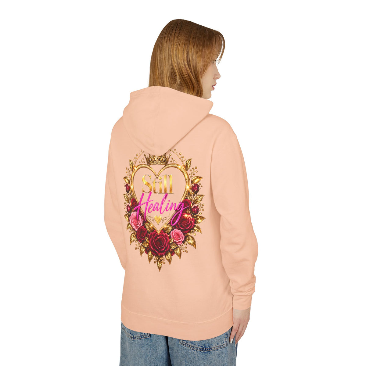 Still Healing Hoodie β Floral Heart Portrait Lightweight Hoodie