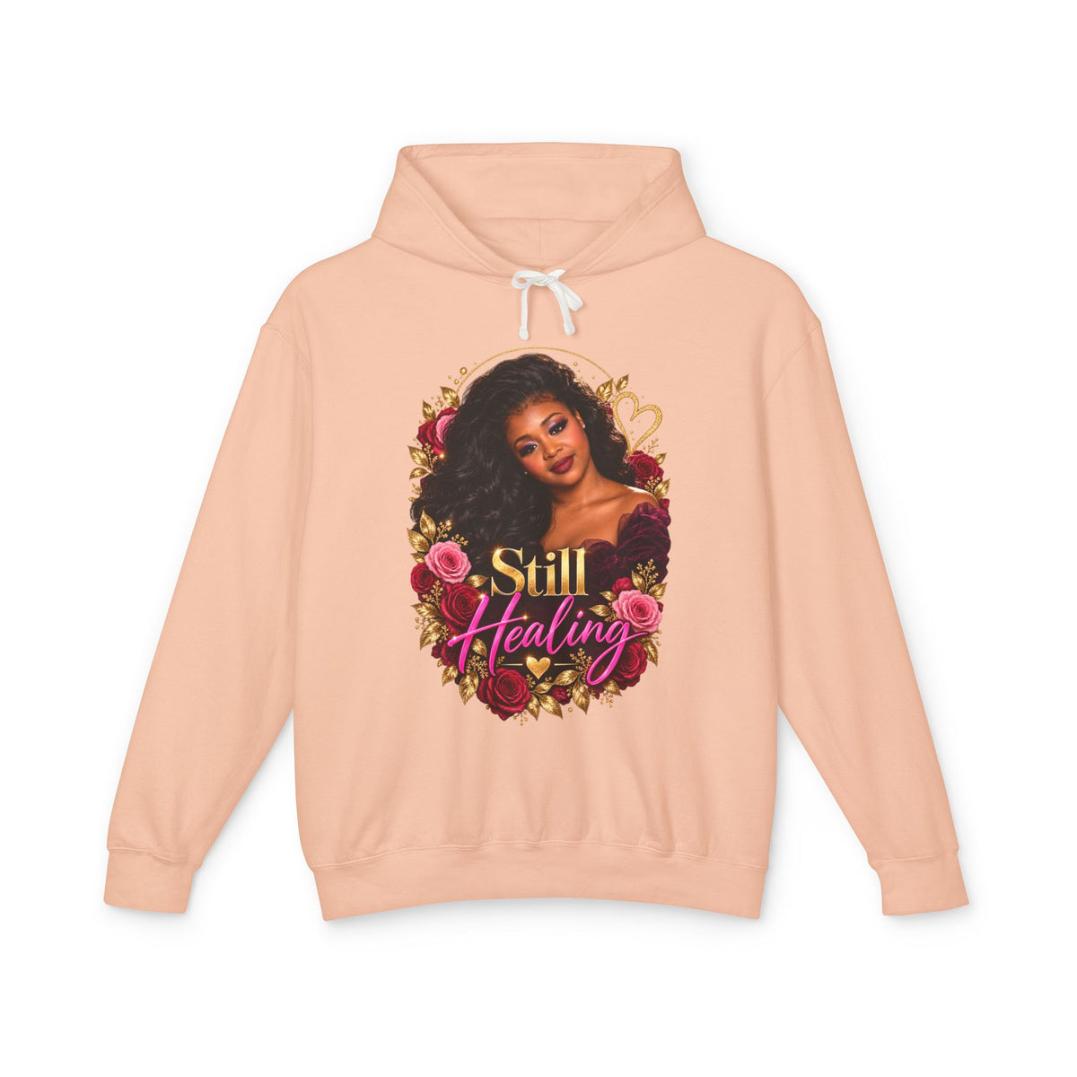 Still Healing Hoodie β Floral Heart Portrait Lightweight Hoodie