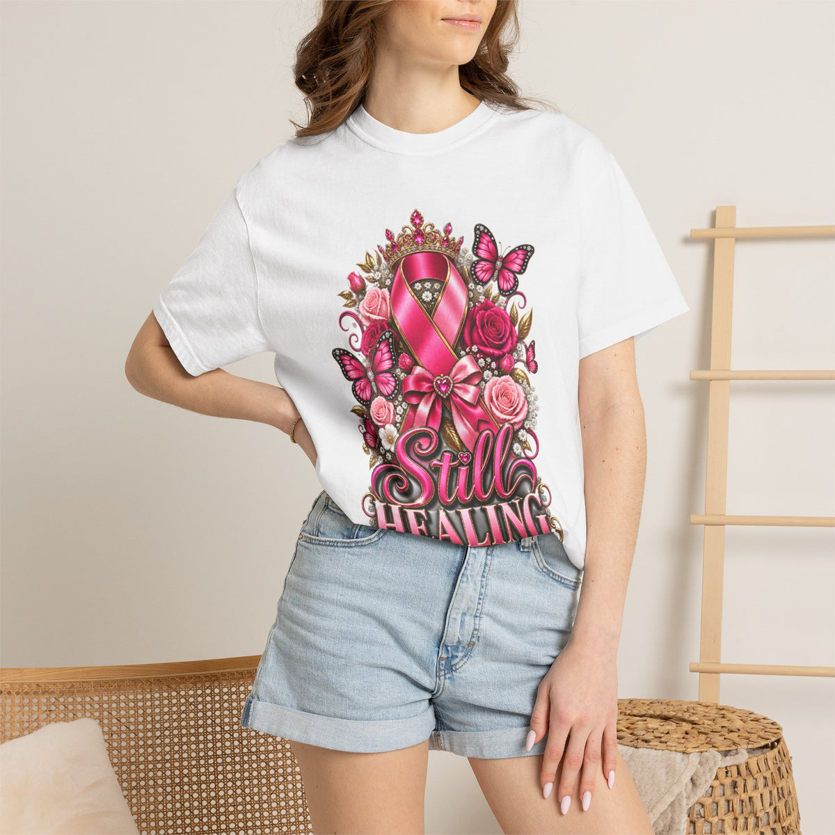 Breast Cancer Awareness T-Shirt — "Still Healing" Pink Ribbon Support Tee