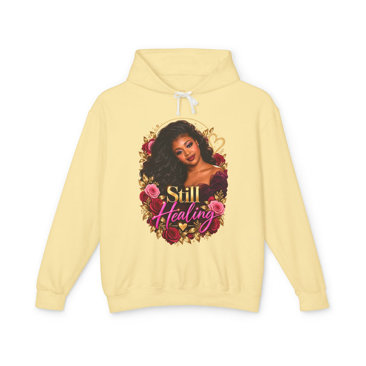Still Healing Hoodie β Floral Heart Portrait Lightweight Hoodie