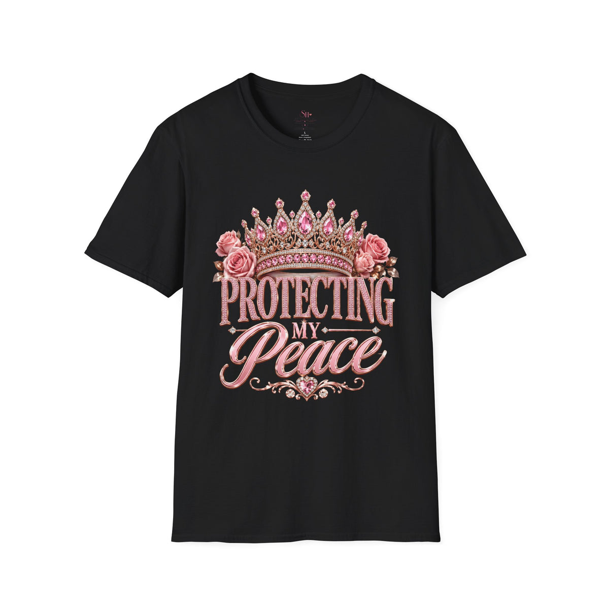 Protecting Peace Crown T-Shirt — Pink Floral Princess Graphic Tee