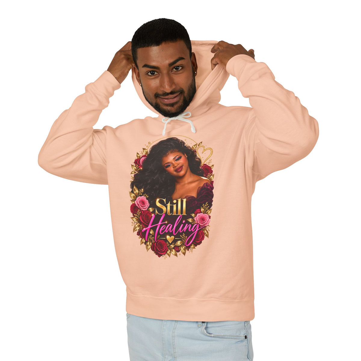 Still Healing Hoodie β Floral Heart Portrait Lightweight Hoodie
