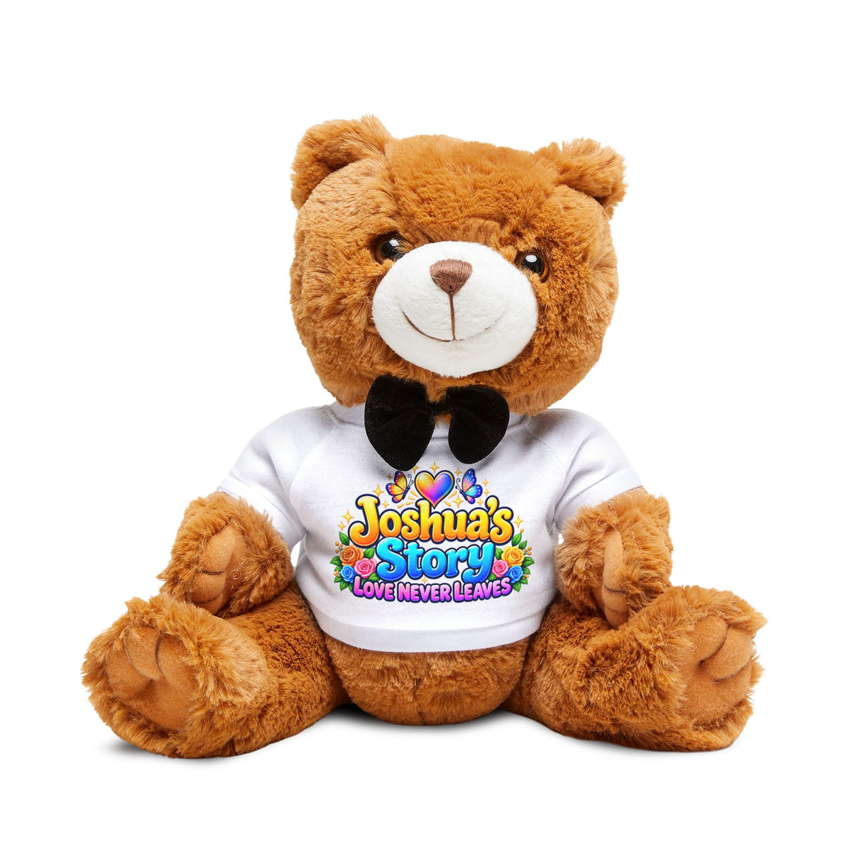 Personalized Teddy Bear with T-Shirt — "Joshua's Story: Love Never Leaves" Plush Gift
