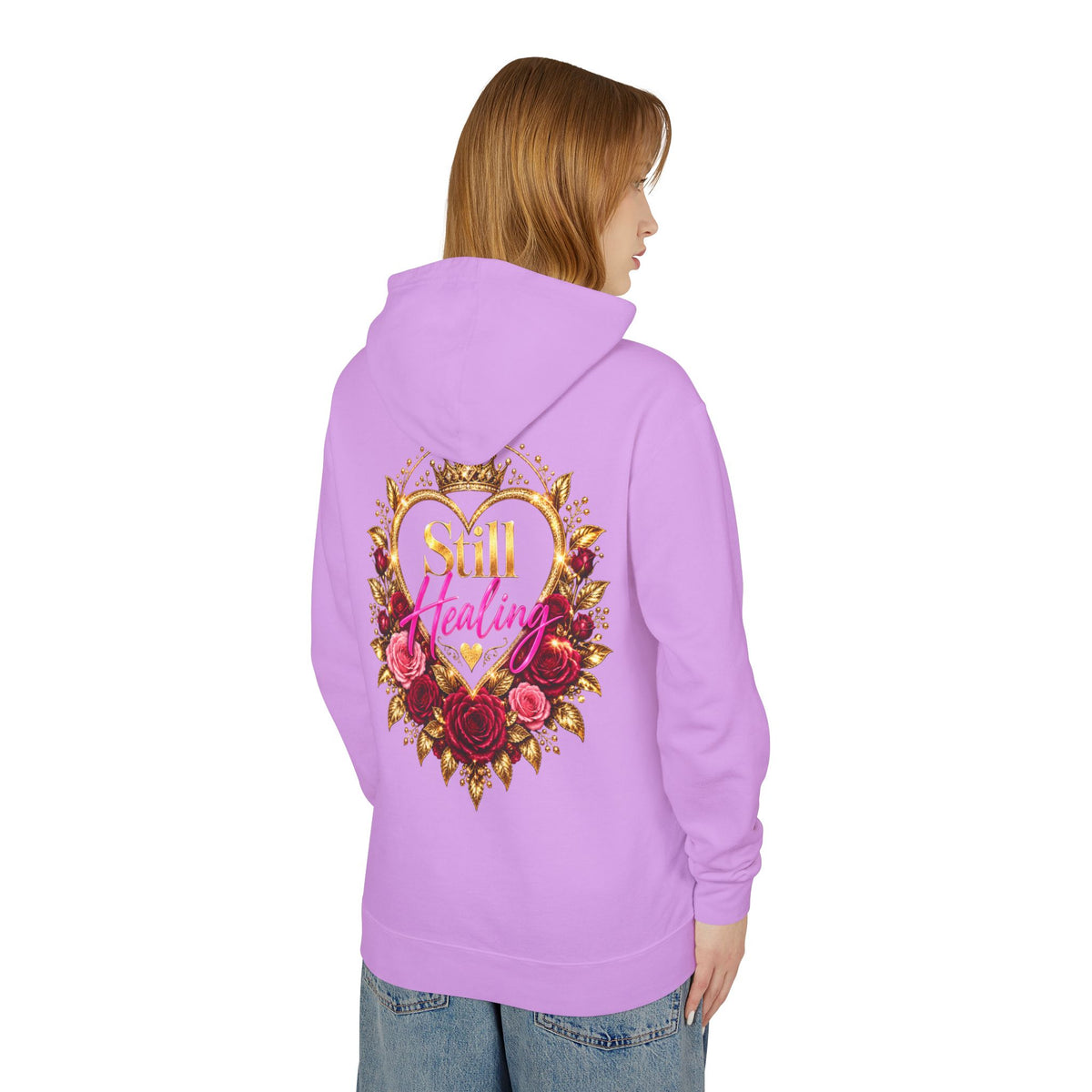 Still Healing Hoodie β Floral Heart Portrait Lightweight Hoodie