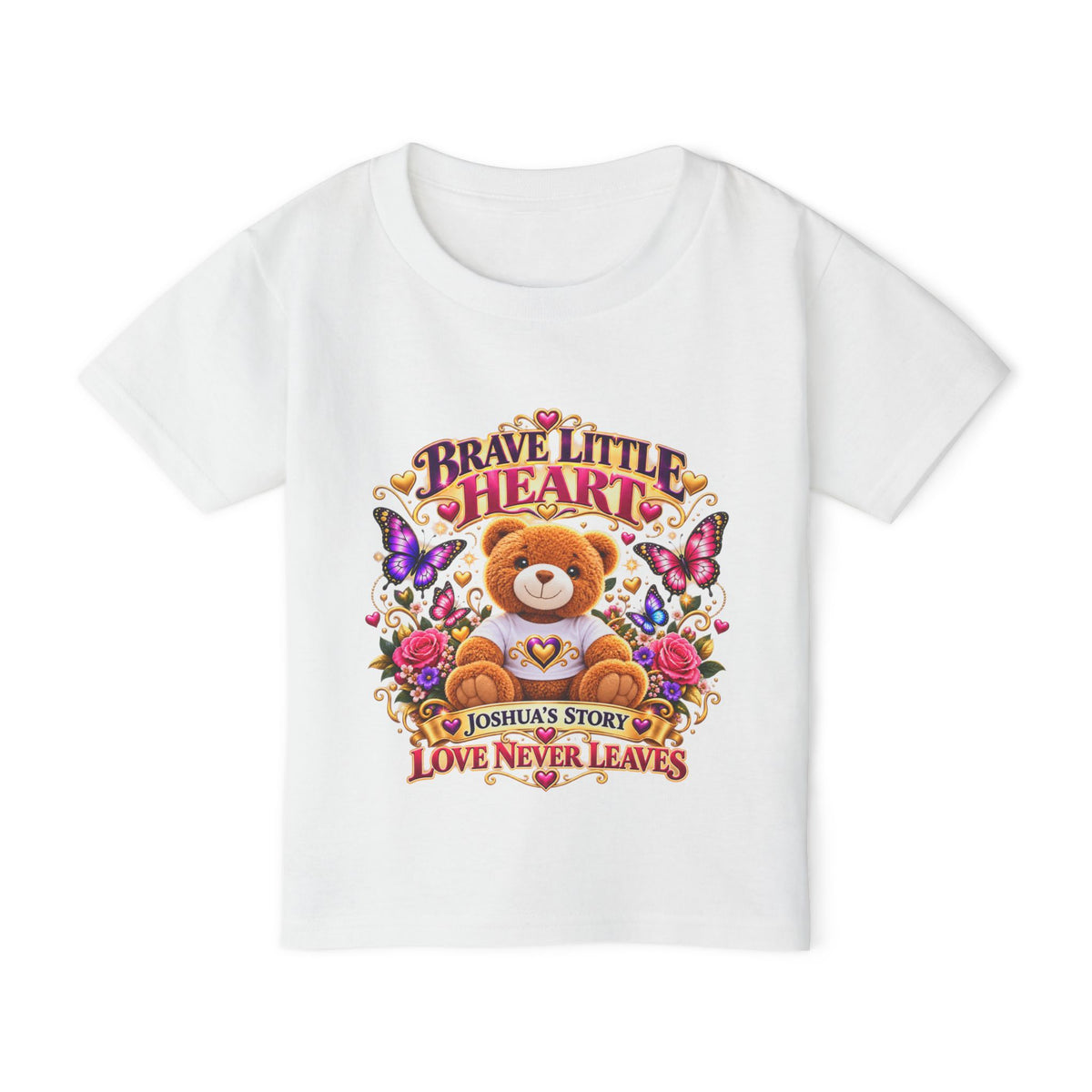 Toddler T-Shirt — "Brave Little Heart" Personalized Bear Design (Love Never Leaves)