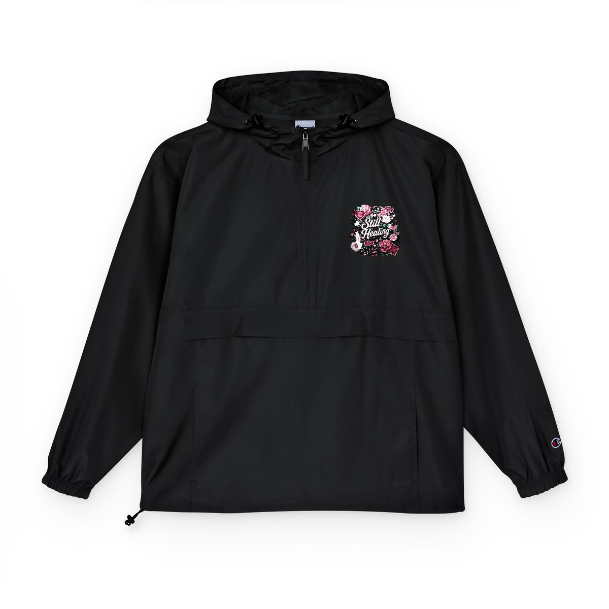 Anorak Jacket — Floral Skull Graphic Packable Windbreaker