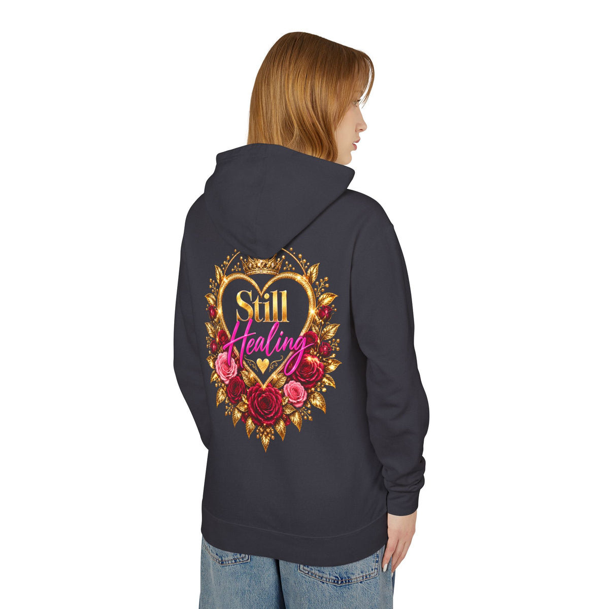 Still Healing Hoodie β Floral Heart Portrait Lightweight Hoodie
