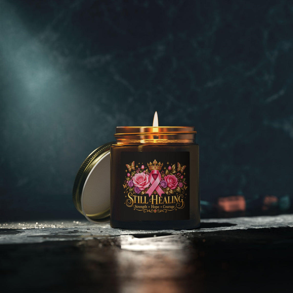 Still Healing Coconut Apricot Scented Candle (4oz/9oz) — Breast Cancer Awareness