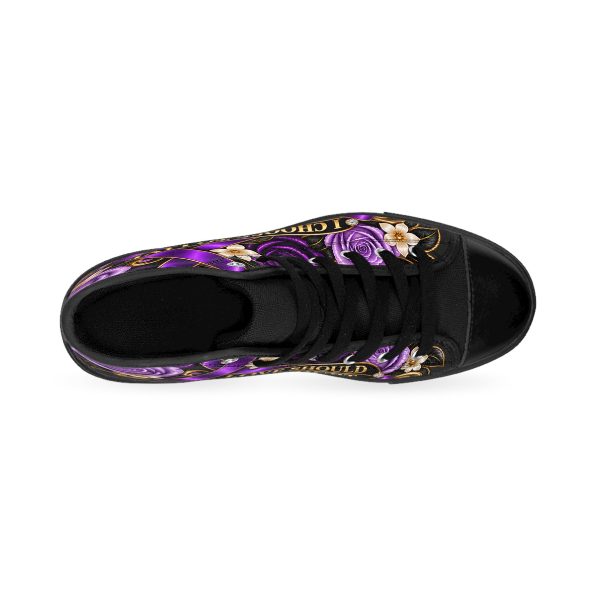 High-Top Sneakers — "Love Should Not Hurt / I Choose to Live" Purple Awareness Shoes