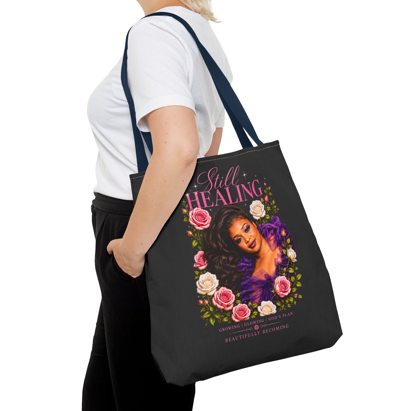 Still Healing Floral Memorial Tote Bag — Inspirational Grief Support Shopping Bag