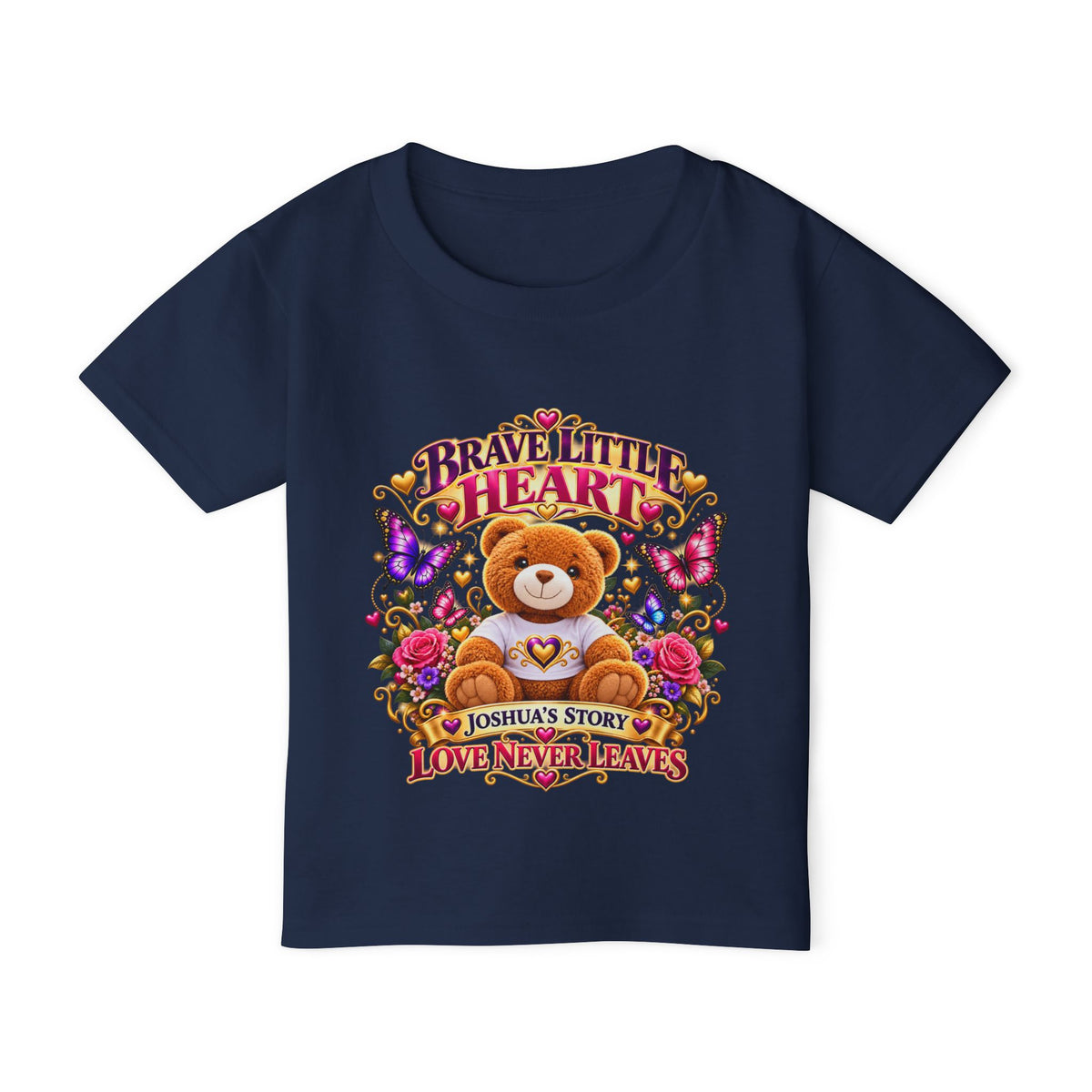 Toddler T-Shirt — "Brave Little Heart" Personalized Bear Design (Love Never Leaves)