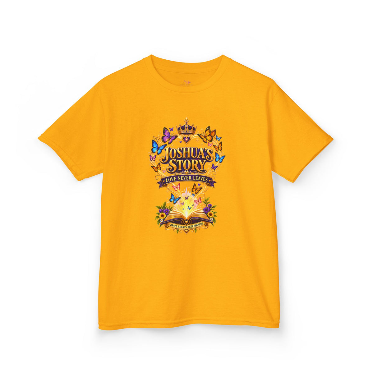 Kids T-Shirt — "Joshua's Story" Magical Book & Crown Design