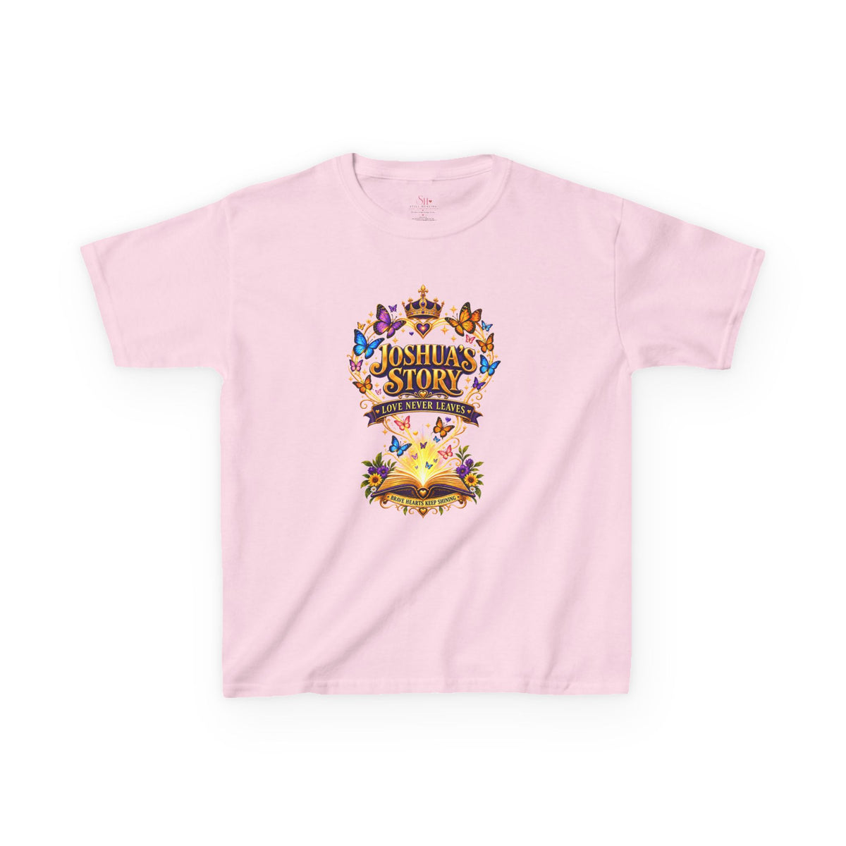 Kids T-Shirt — "Joshua's Story" Magical Book & Crown Design