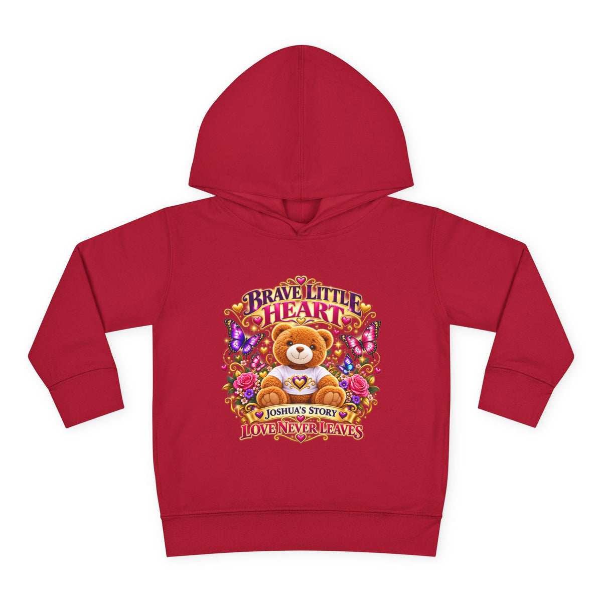 Toddler Hoodie - "Brave Little Heart" Teddy Design (Personalize: Joshua's Story)