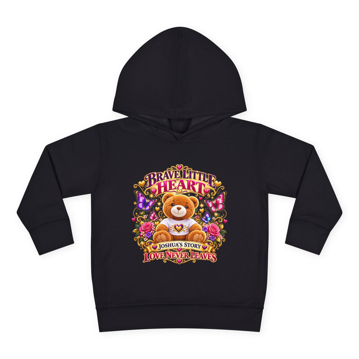 Toddler Hoodie - "Brave Little Heart" Teddy Design (Personalize: Joshua's Story)
