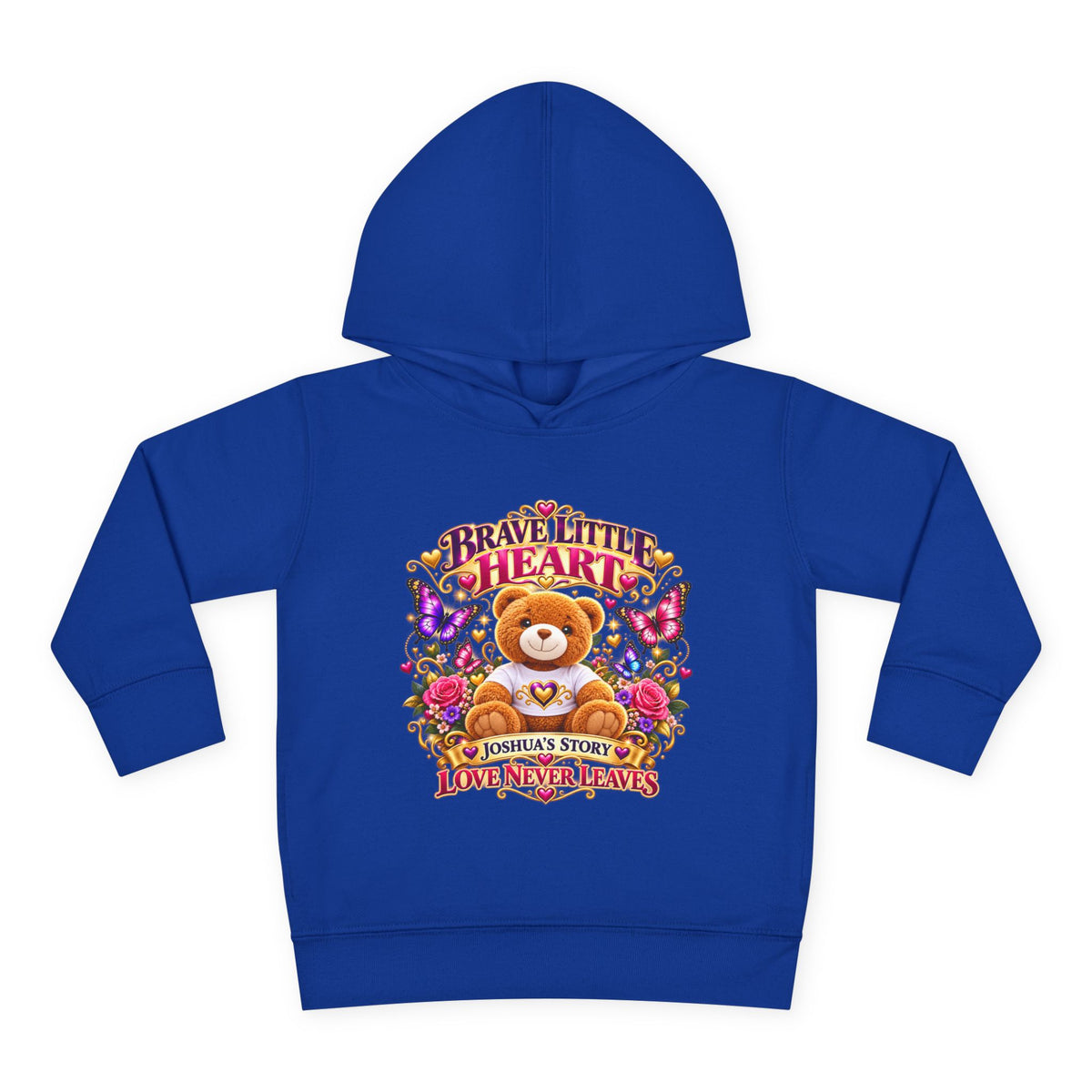 Toddler Hoodie - "Brave Little Heart" Teddy Design (Personalize: Joshua's Story)
