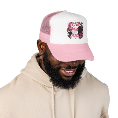 Trucker Hat — "I Love You Don't Drive Me to a Grave" Pink Gothic Heart Design