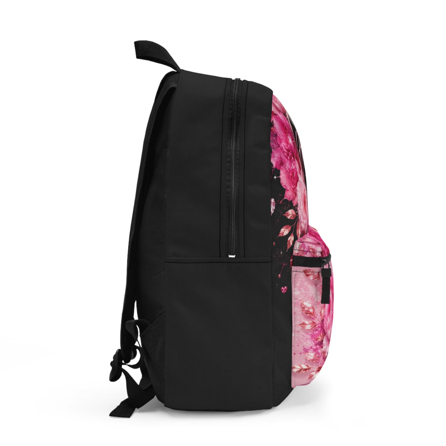 Still Healing Floral Backpack — Pink Rose Inspirational Daypack
