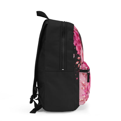 Still Healing Floral Backpack — Pink Rose Inspirational Daypack