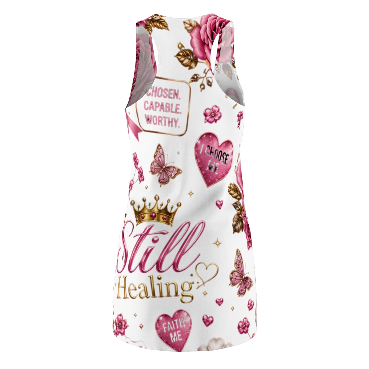 Still Healing Racerback Dress — Inspirational Breast Cancer Awareness AOP