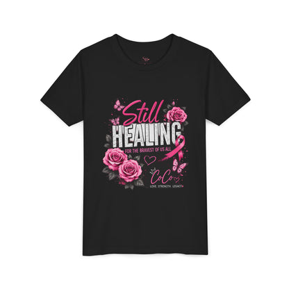 Youth Tee — "Still Healing" Memorial Shirt with Pink Ribbon & Photo Tribute