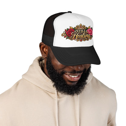Still Healing Trucker Hat — Floral Crown Recovery Mesh Cap