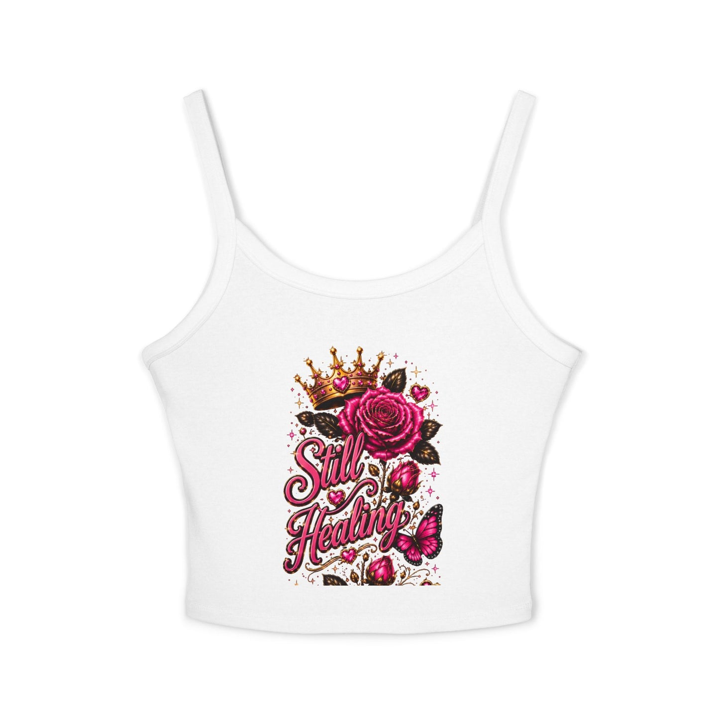 Still Healing Tank Top — Floral Crown Rose Empowerment Crop