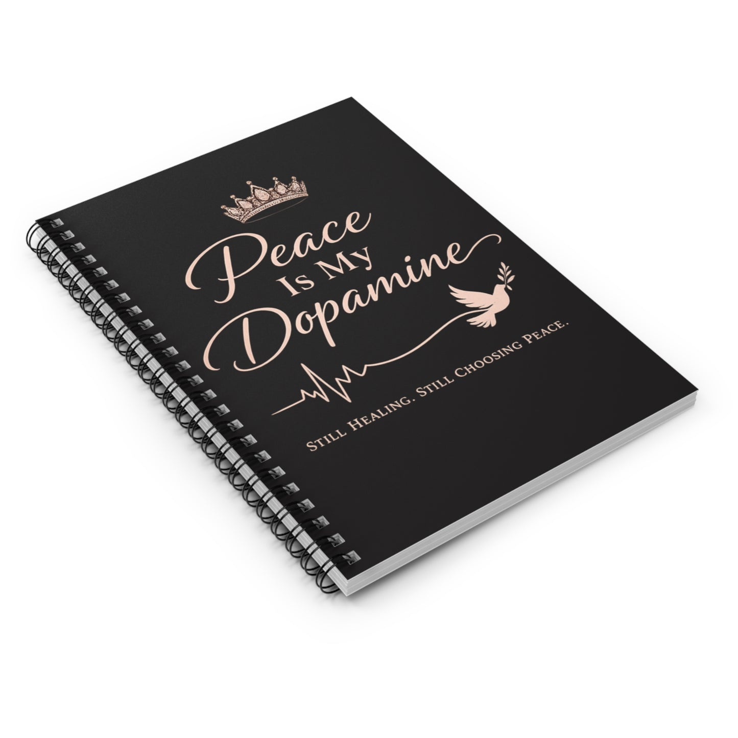 Peace Is My Dopamine Spiral Notebook — Inspirational Ruled Journal for Healing & Mindfulness