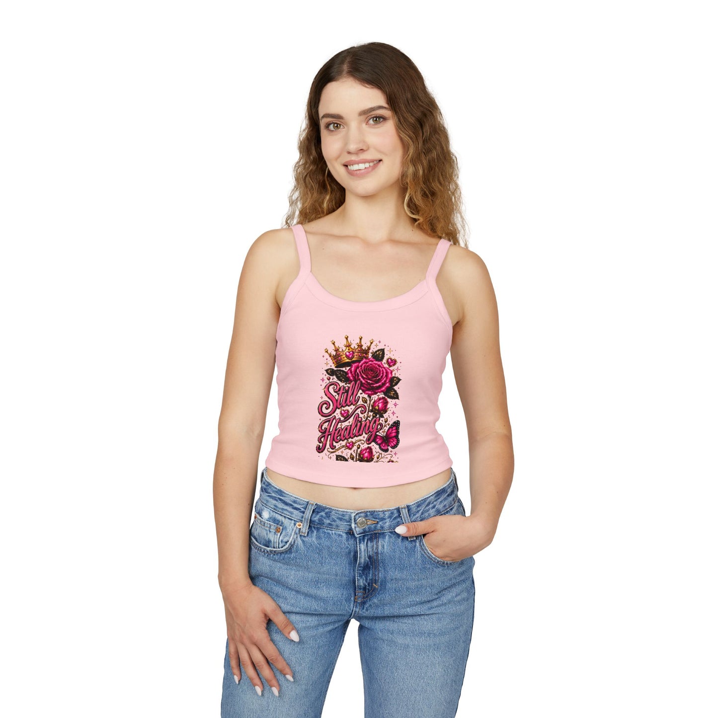 Still Healing Tank Top — Floral Crown Rose Empowerment Crop