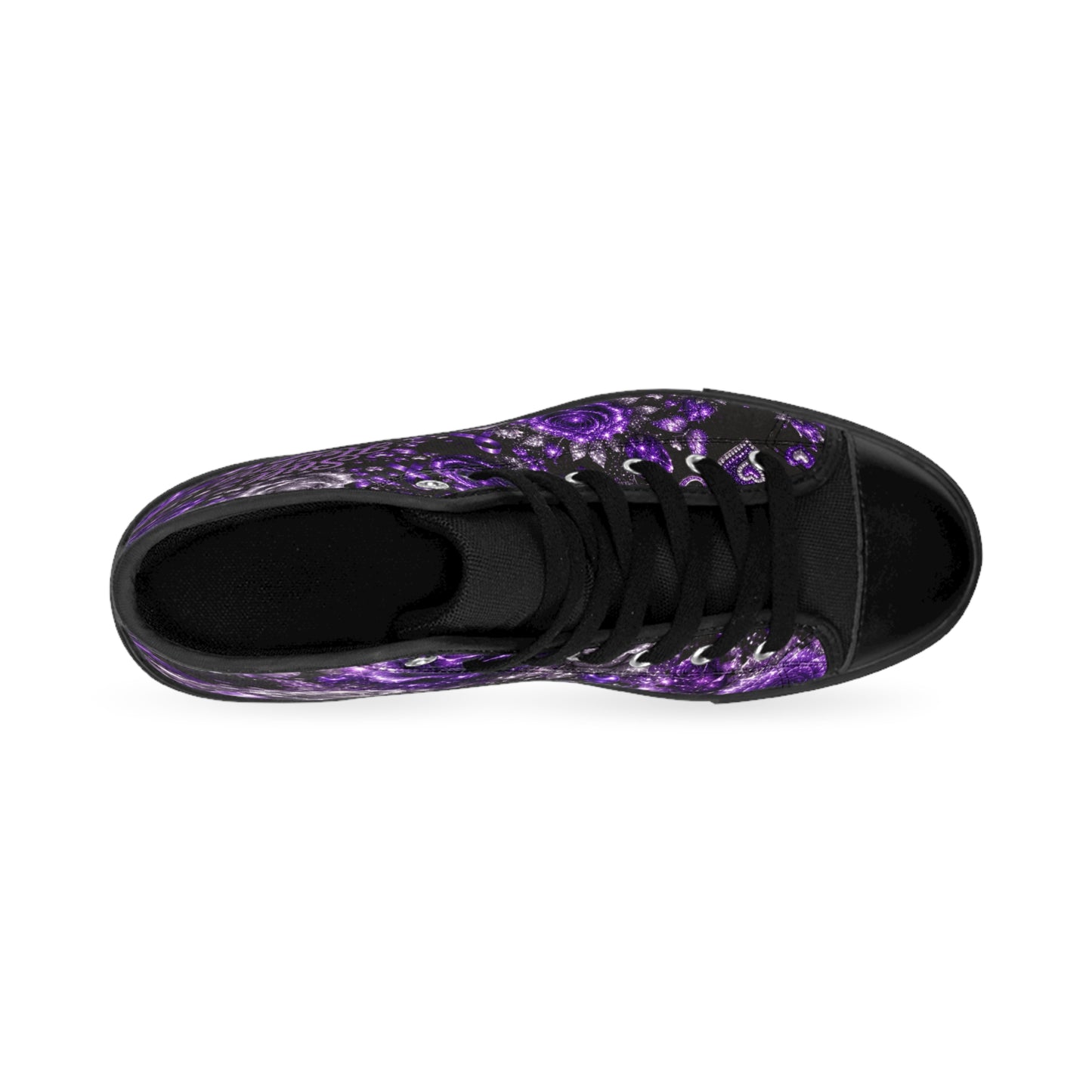 Still Healing Purple Rose High-Top Sneakers — Women's Floral Awareness Shoes