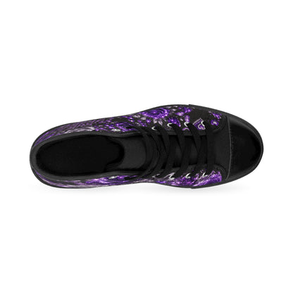 Still Healing Purple Rose High-Top Sneakers — Women's Floral Awareness Shoes