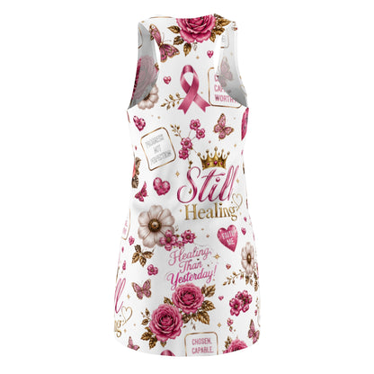 Still Healing Racerback Dress — Breast Cancer Awareness Floral AOP