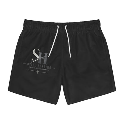 Swim Trunks — 'Still Healing' Motivational Black Swim Shorts