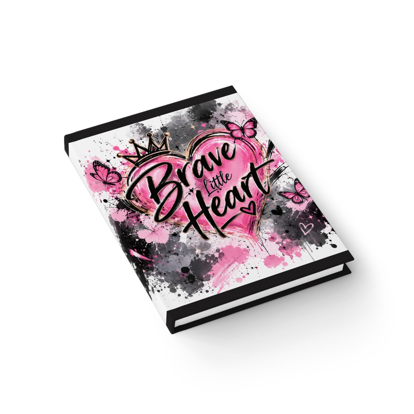 Brave Little Heart Ruled Journal — Pink Heart & Teddy Inspirational Notebook