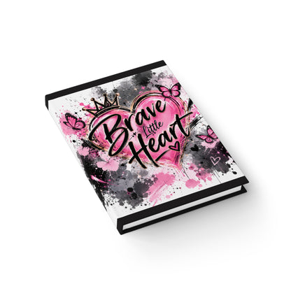 Brave Little Heart Ruled Journal — Pink Heart & Teddy Inspirational Notebook