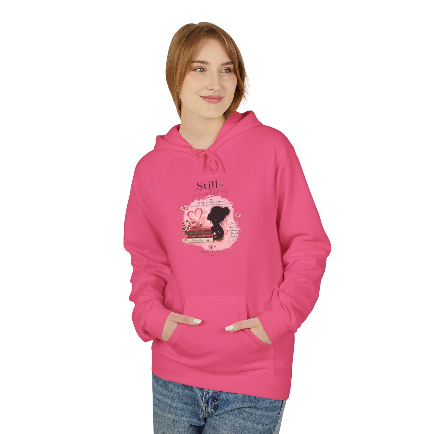 Hoodie — Pink Rose Watercolor Quote Pullover