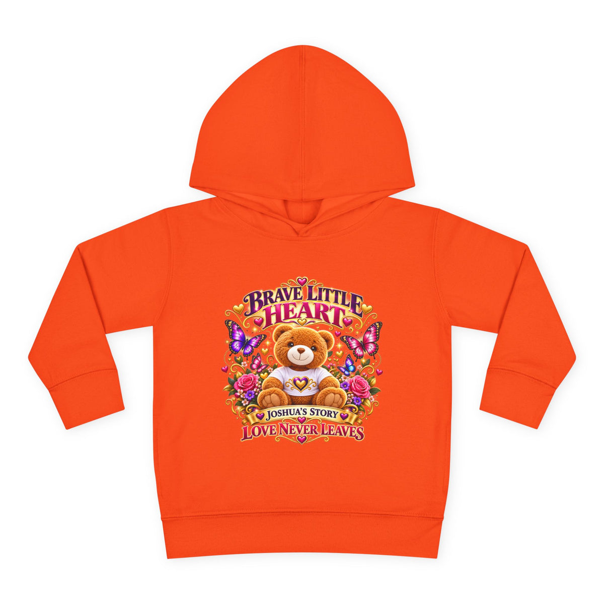Toddler Hoodie - "Brave Little Heart" Teddy Design (Personalize: Joshua's Story)