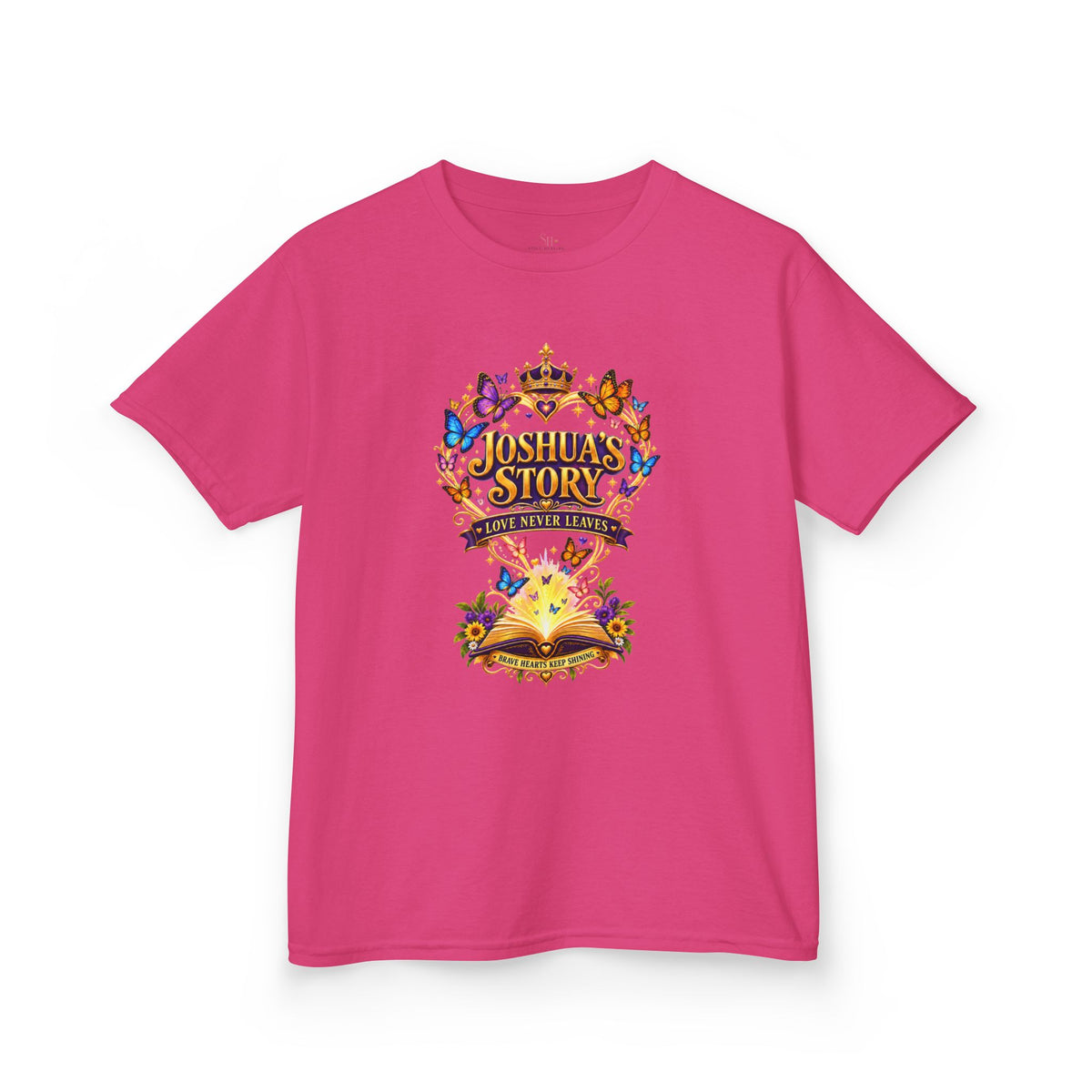 Kids T-Shirt — "Joshua's Story" Magical Book & Crown Design