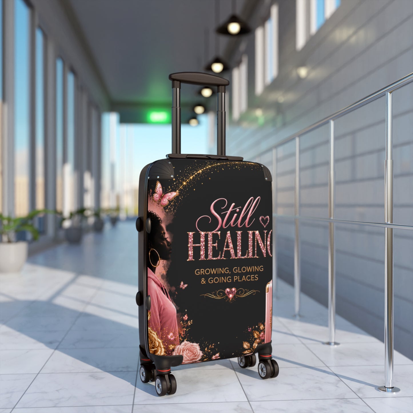 Still Healing Carry-On Suitcase — "Still Healing: Growing, Glowing & Going Places" Inspirational Travel Luggage
