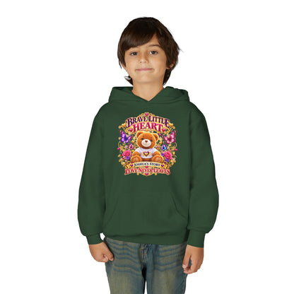 Brave Little Heart Youth Hoodie – Personalized Teddy Bear 'Love Never Leaves' Kids Sweatshirt