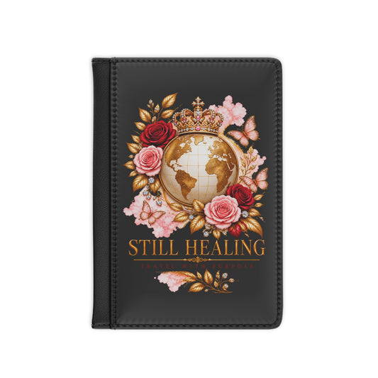 Passport Cover — 'Still Healing' Floral Globe Travel Passport Holder
