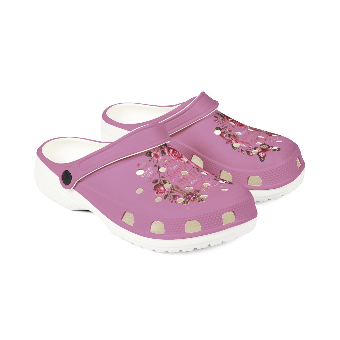 Floral Butterfly Foam Clogs — Pink EVA Garden Clogs